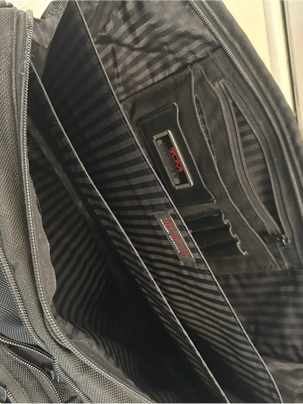 Tumi Black Nylon Laptop Briefcase with Front Zip Pockets